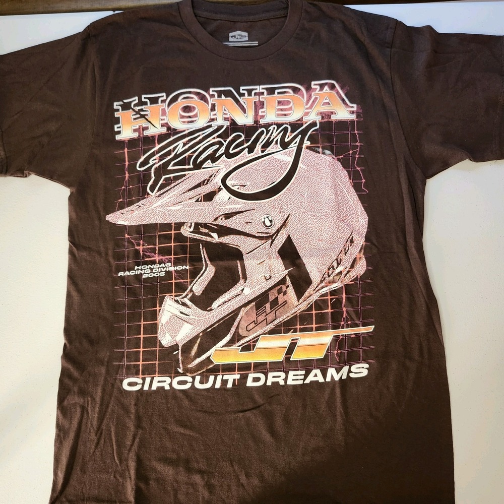 Honda Racing JT Racing USA Circuit Dreams Graphic T-Shirt Mens Large Brown